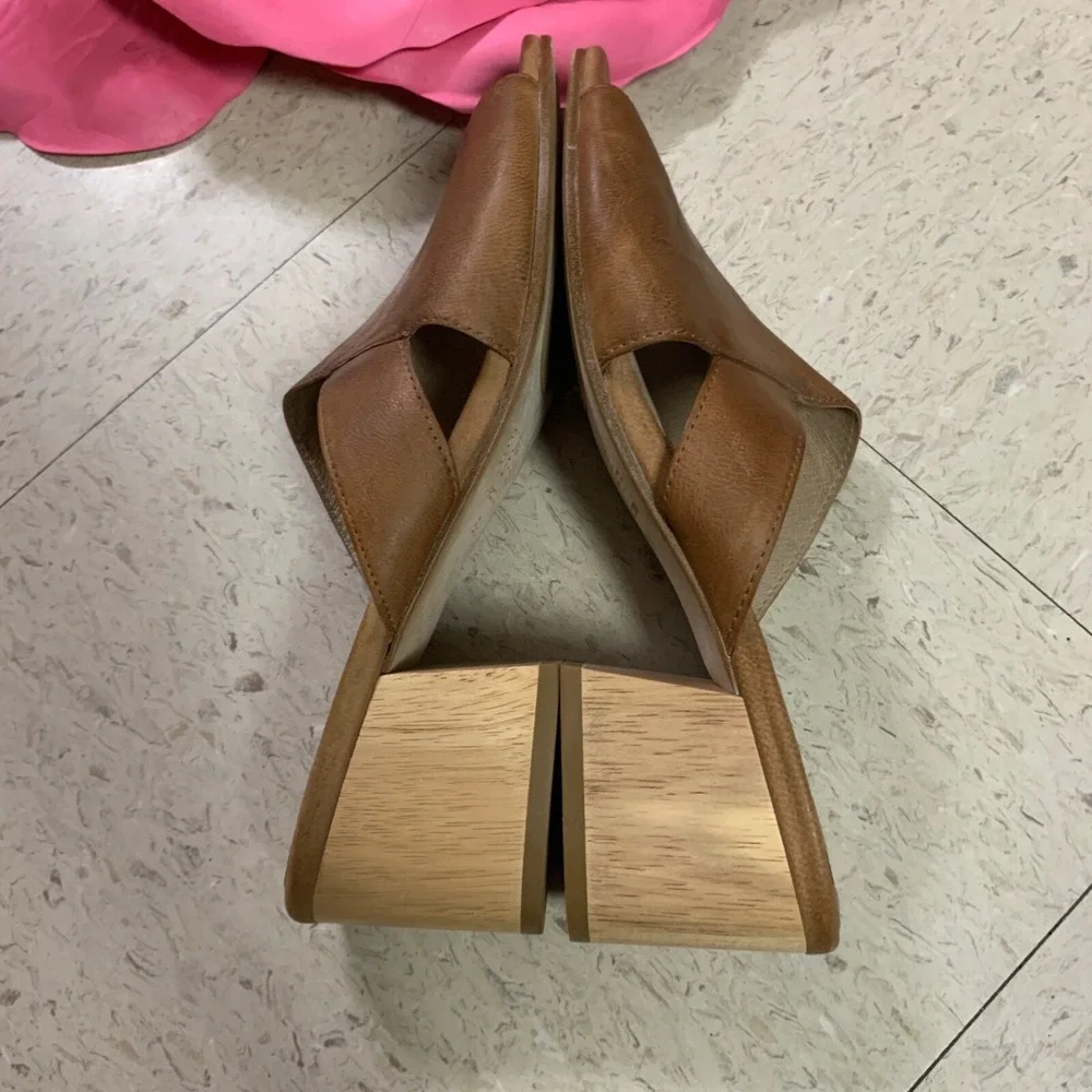 EILEEN FISHER Womens Sz 8.5 Haven Nubuck Leather Slide Sandals Block Heel‎